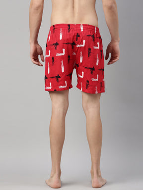 All Over Printed Scarlet Red Boxer Boxers Bushirt   
