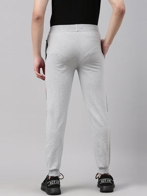 Light Grey Solid Side Block Joggers Men's Joggers Bushirt   