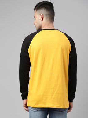 Mustard Solid Raglan T Shirt Full Sleeves Bushirt   