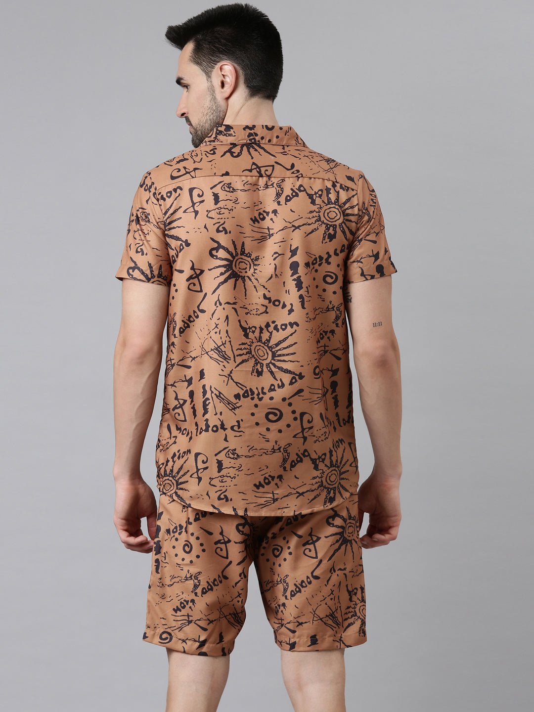 Brown Printed Co-Ords Co-Ords Bushirt   