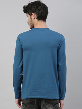 Teal Green Full Sleeves Henley T Shirt Full Sleeves Bushirt   