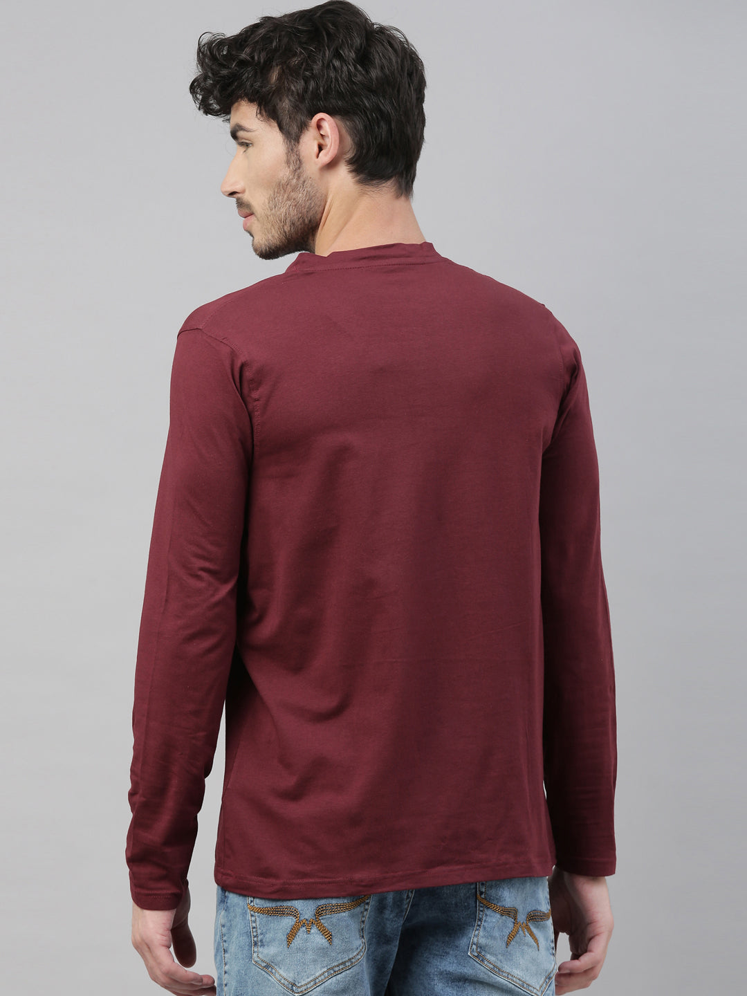 Maroon Full Sleeves Henley T Shirt Full Sleeves Bushirt   