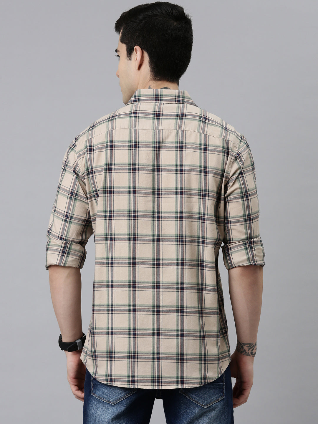 Heritage Beige Checks Shirt Checks Shirt Bushirt   