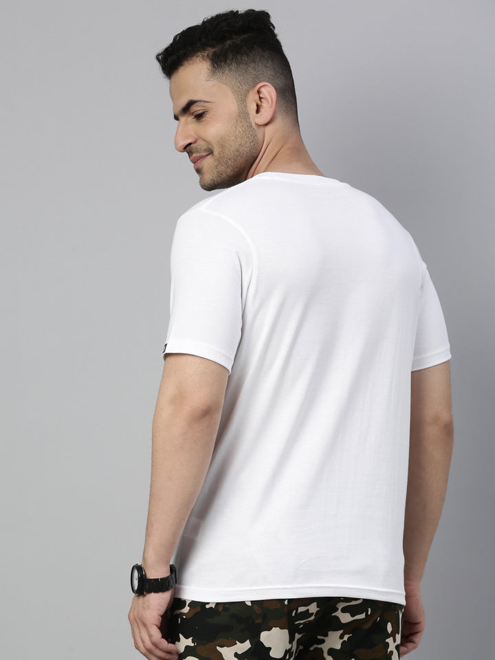 White Solid Half Sleeve T-Shirt Plain T-Shirts Bushirt   