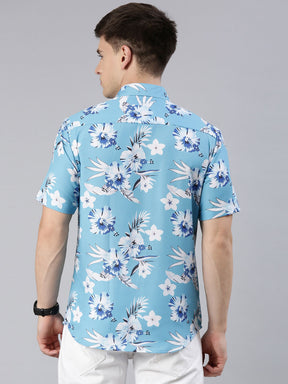 Delicosa Sky Blue Shirt Printed Shirt Bushirt   