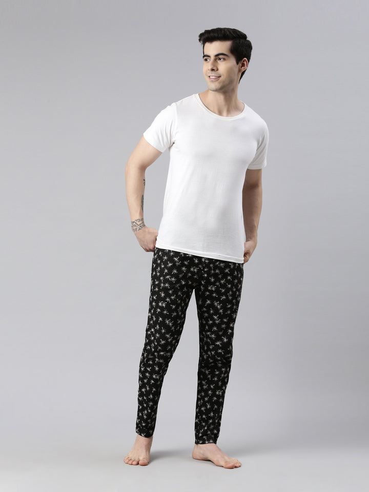 Palm Tree Black Pyjamas Pyjamas Bushirt   