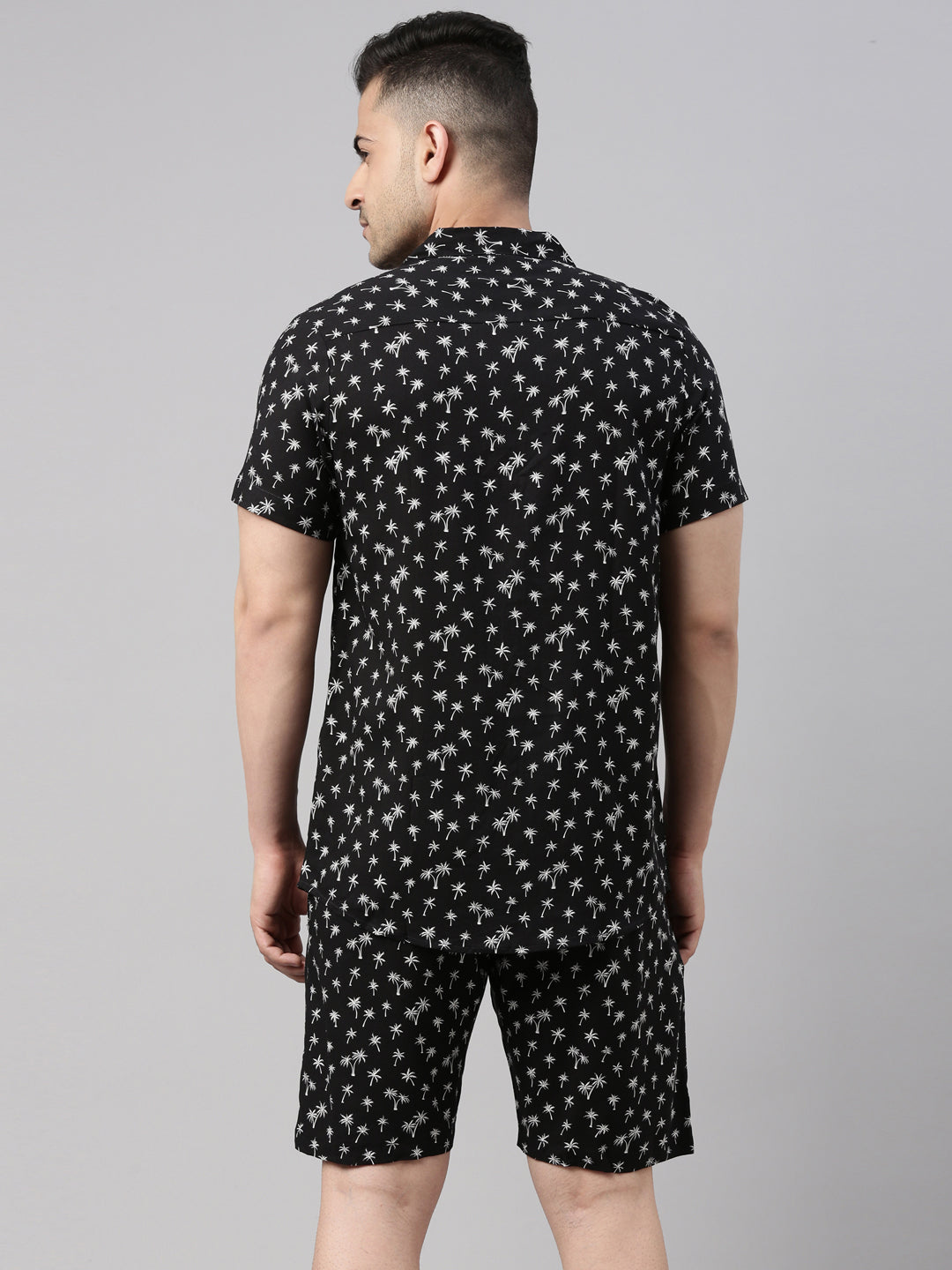 Palm Tree Printed Black Co-Ords Co-Ords Bushirt   