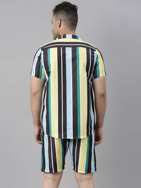 Spruce Yellow Stripe Night Suits Co-Ords Bushirt   