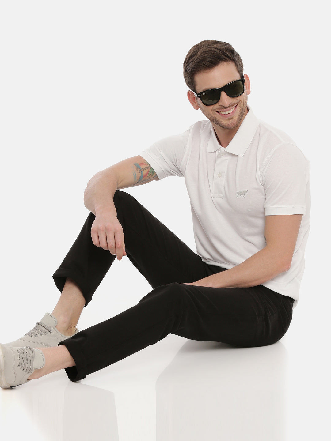 White Polo Neck T Shirt Polo Tees Bushirt   