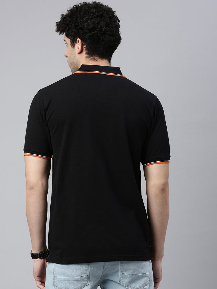 Black Tipped Polo T-Shirt Polo Tees Bushirt   