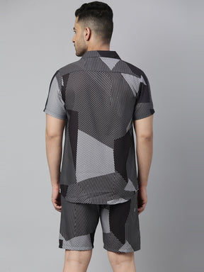 Irregular Strips Block Grey Co-Ords Co-Ords Bushirt   