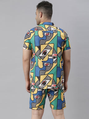 Funny Graffiti Green Night Suits Co-Ords Bushirt   