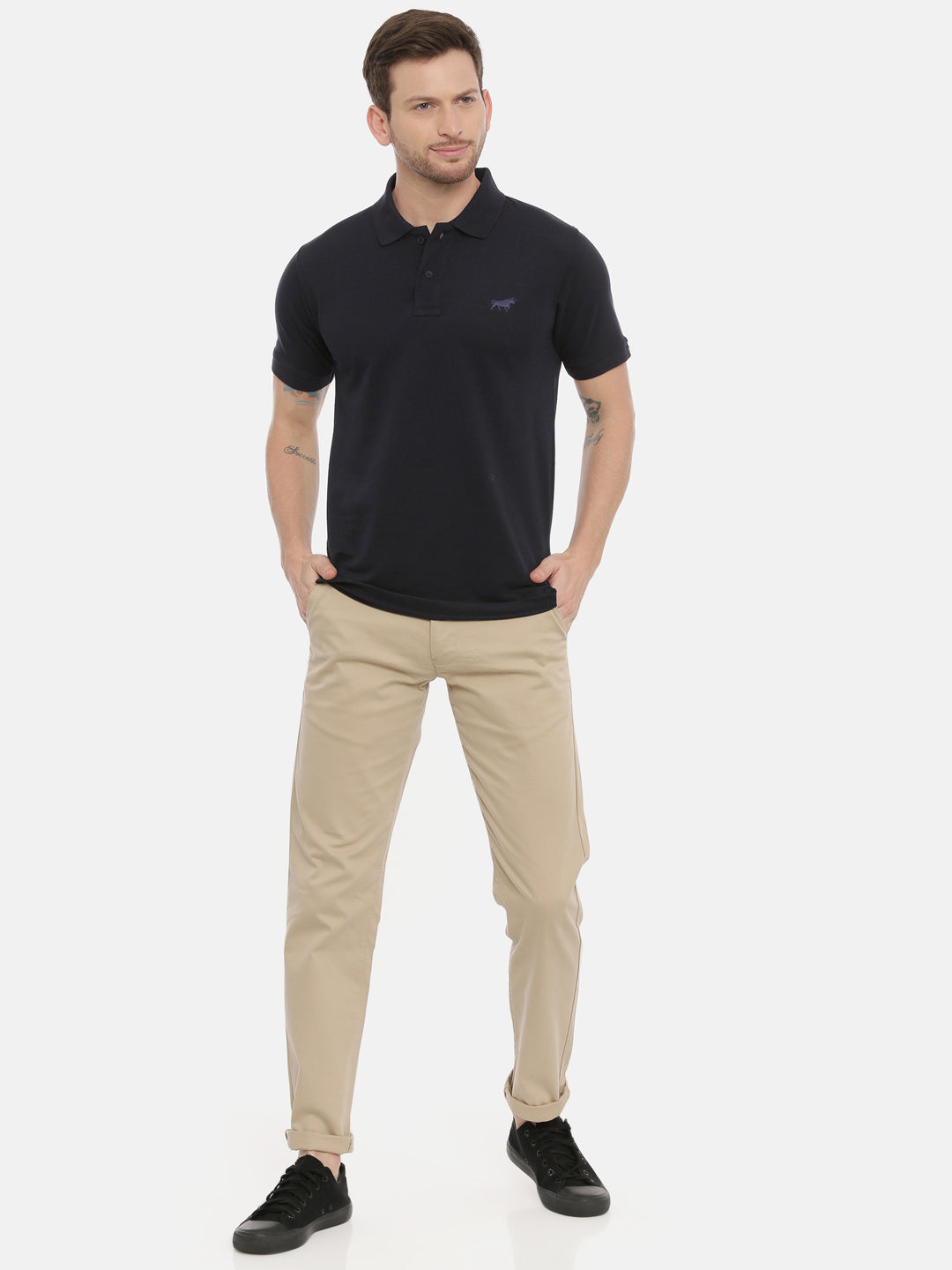 Navy Blue Polo Neck T-Shirt Polo Tees Bushirt   