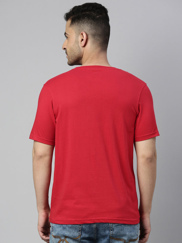 Red Solid Half Sleeves T-Shirt Plain T-Shirts Bushirt   
