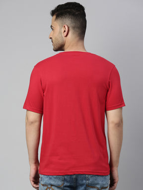 Red Solid Half Sleeves T-Shirt Plain T-Shirts Bushirt   
