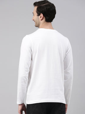 White Solid Full Sleeves T-Shirt Full Sleeves Bushirt   