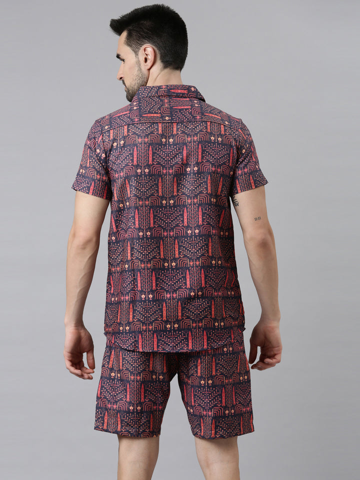 Red Printed Co-Ordss Co-Ords Bushirt   