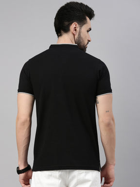 Black Chinese Collar Polo T-shirt Polo Tees Bushirt   