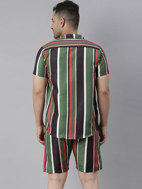 Spruce Red Stripe Night Suits Co-Ords Bushirt   