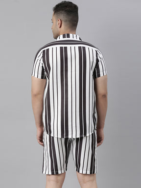 Spruce White Stripe Night Suits Co-Ords Bushirt   