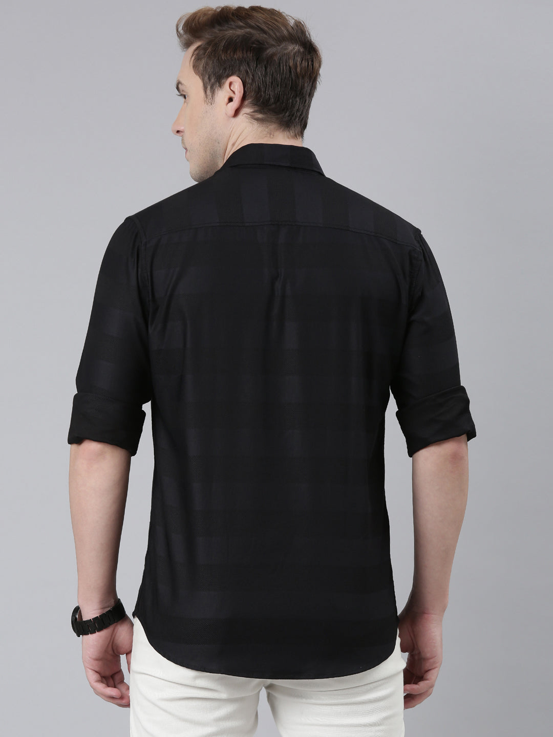 Black Solid Shirt Solid Shirt Bushirt   