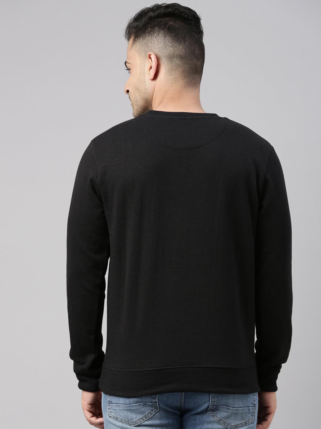 Black Solid Sweatshirt Sweatshirt Bushirt   