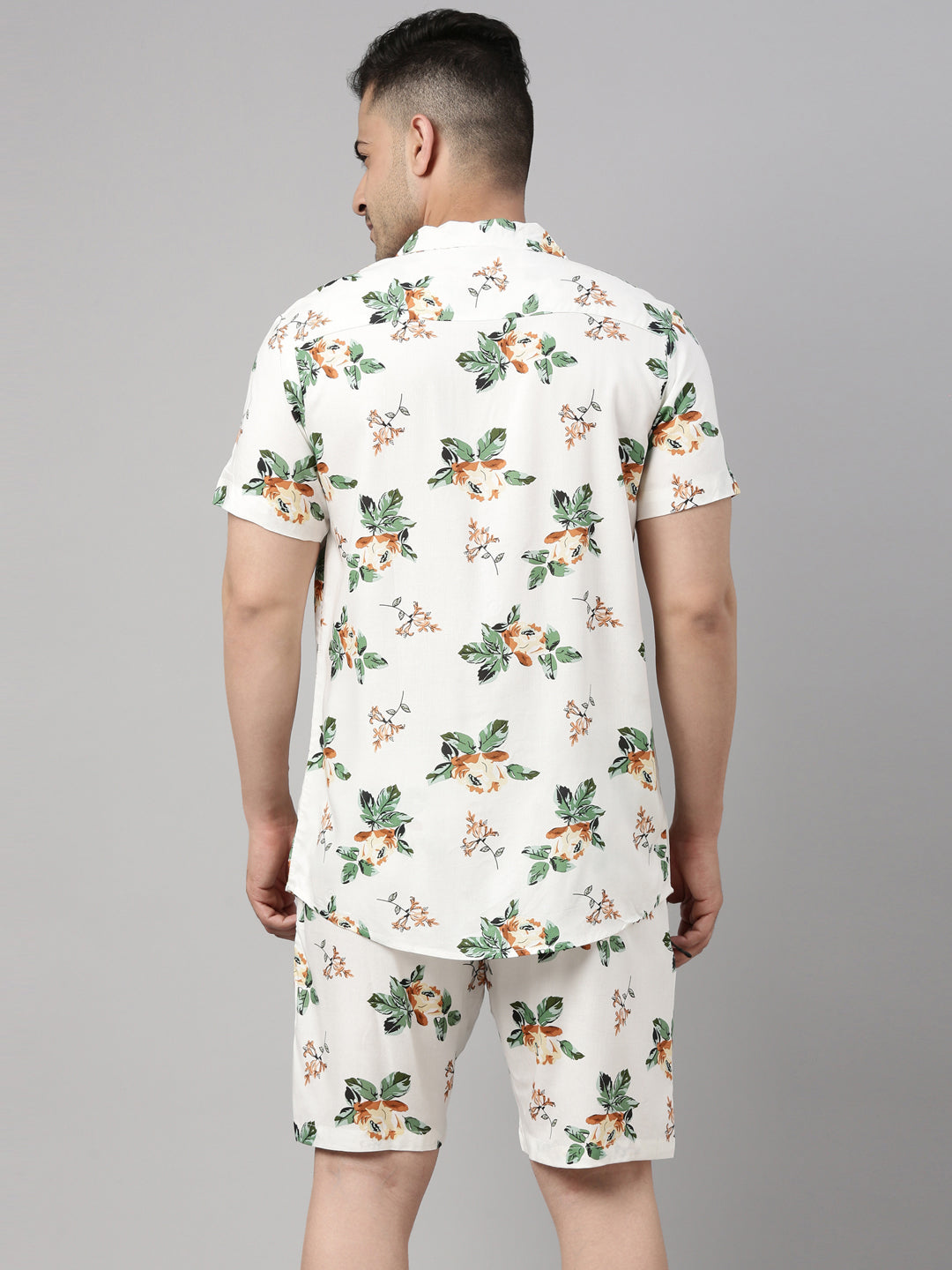 Floral Printed Ivory Co-Ords Co-Ords Bushirt   