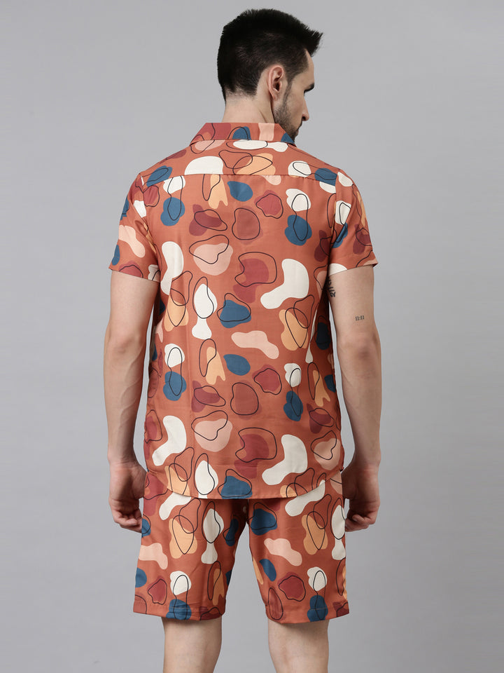 Caramel Printed Co-Ords Regular Size Co-Ords Bushirt   