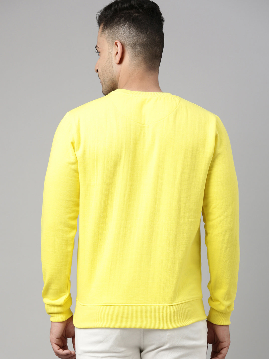 Neon Yellow Solid Sweatshirt Sweatshirt Bushirt   
