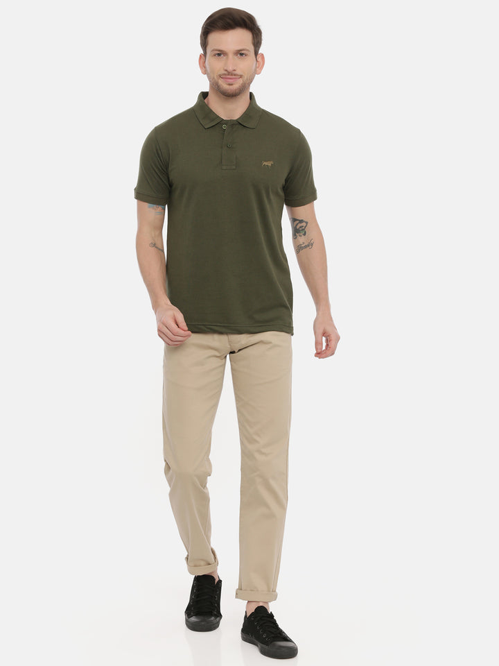 Olive Polo Neck T-Shirt Polo Tees Bushirt   
