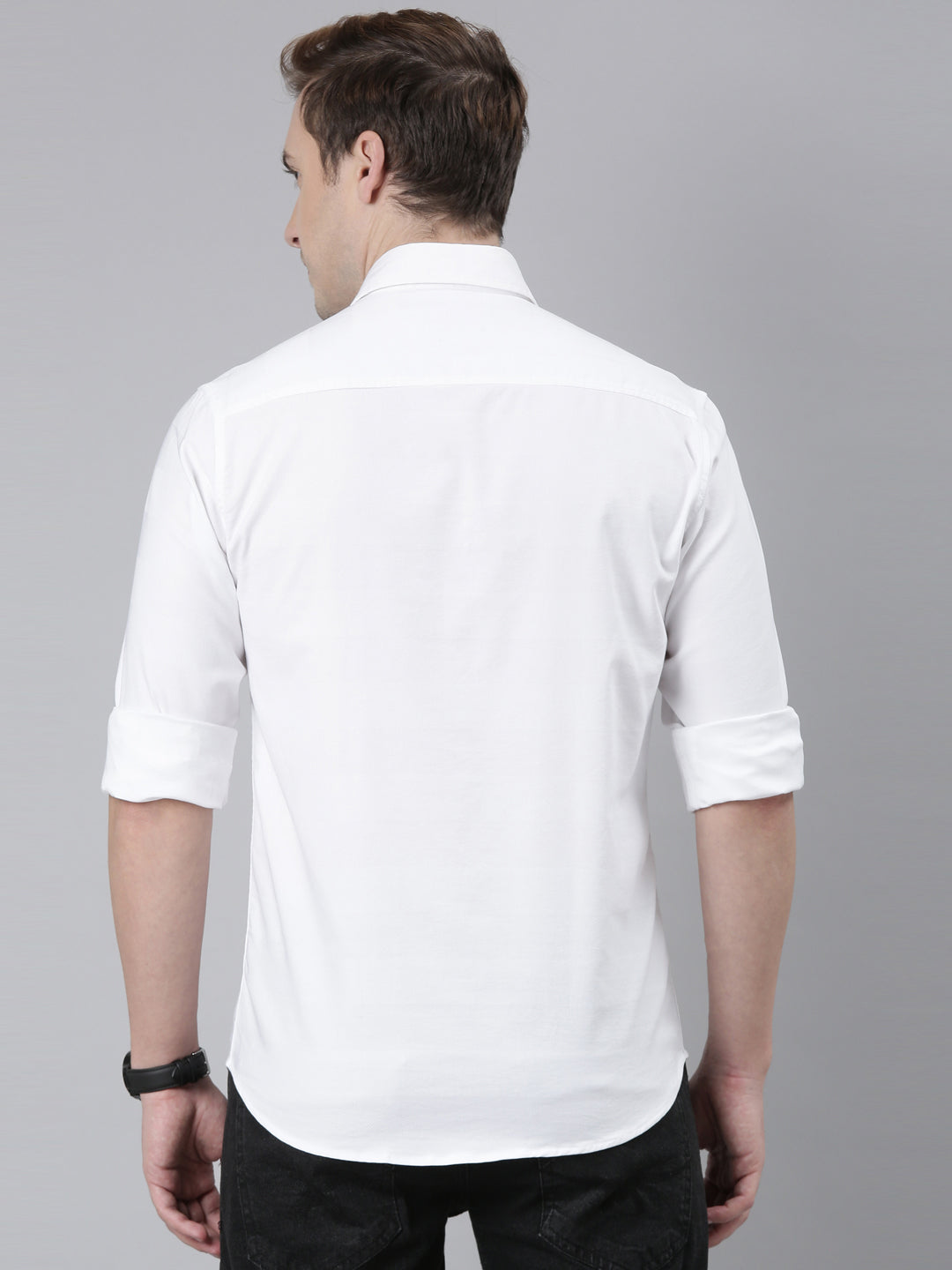 White Solid Shirt Solid Shirt Bushirt   