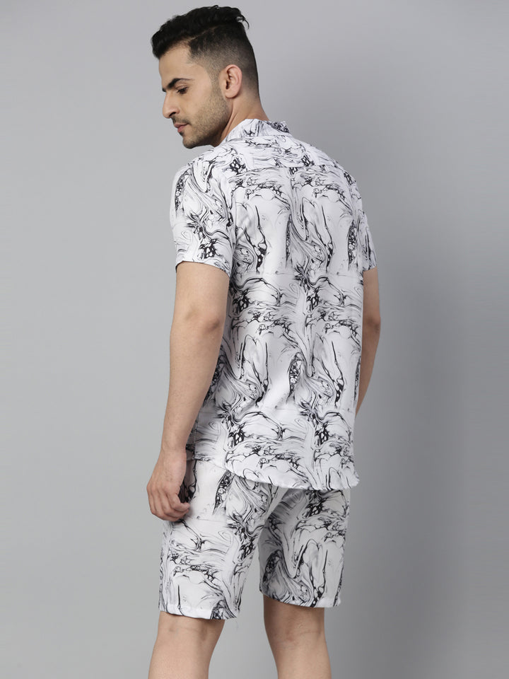 Marble White Co-Ords Regular Size Co-Ords Bushirt   