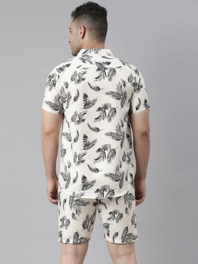 Holiday Coconut Tree Ivory Night Suits Co-Ords Bushirt   