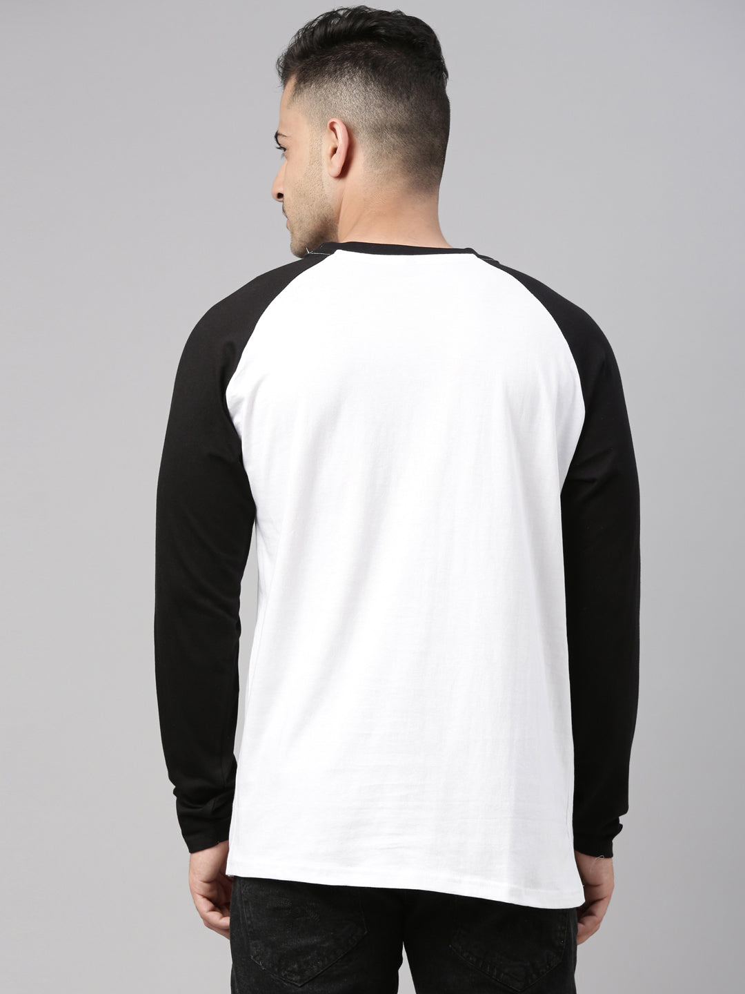 White Solid Raglan T Shirt Full Sleeves Bushirt   