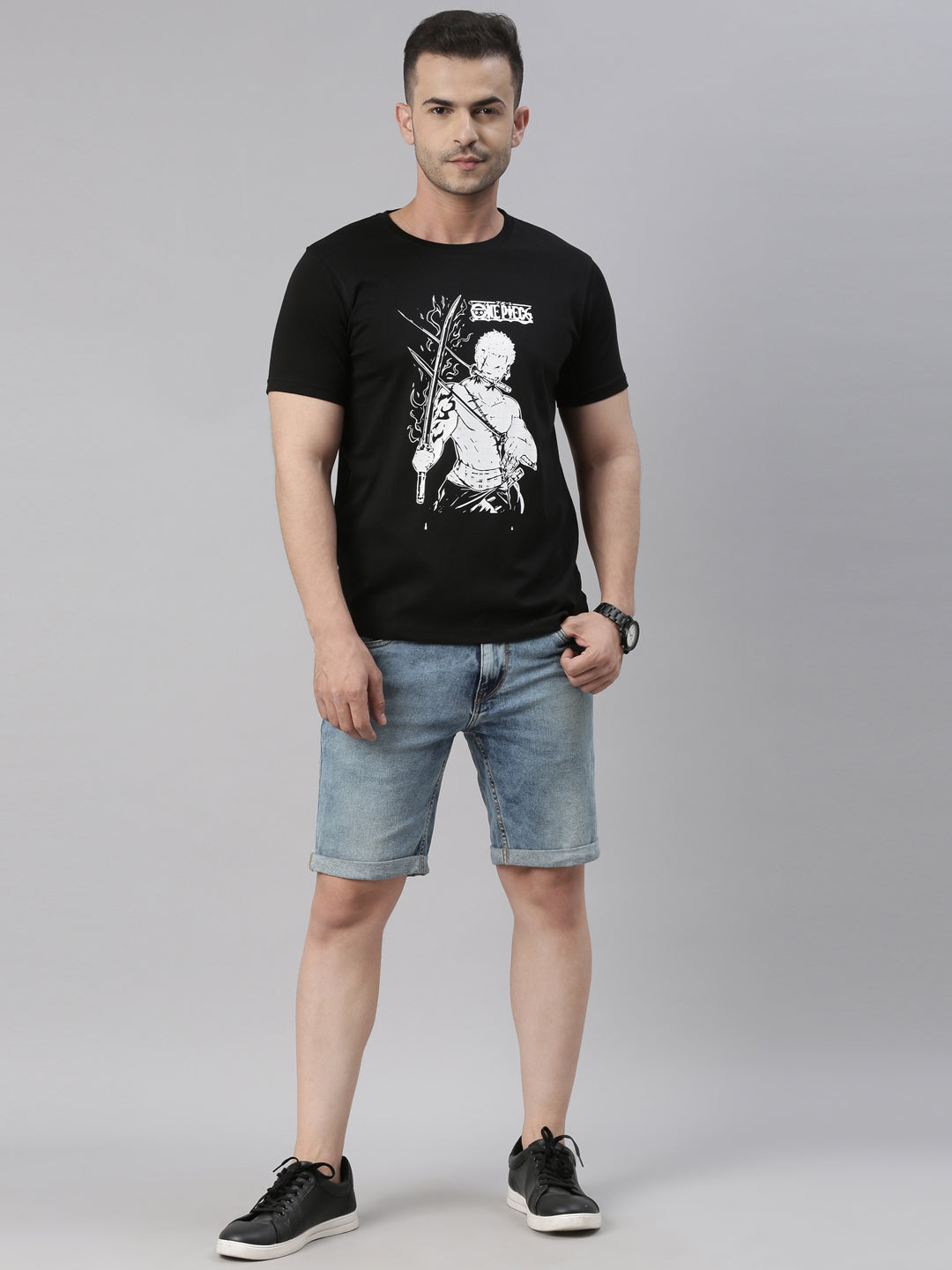 Roronoa Zoro - One Piece Black Anime T-Shirt Graphic T-Shirts Bushirt   