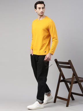 Mustard Solid Full Sleeves T Shirt Full Sleeves Bushirt   