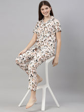 All Over Printed Ivory Women's Night Suits Women's Night Suit Bushirt   