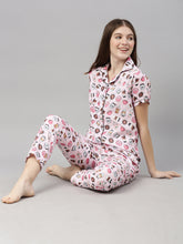 Doughnuts Light Pink Women's Night Suits Women's Night Suit Bushirt   