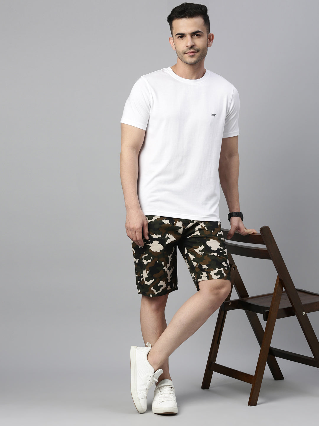 Cream Camouflage Shorts Men's Shorts Bushirt   