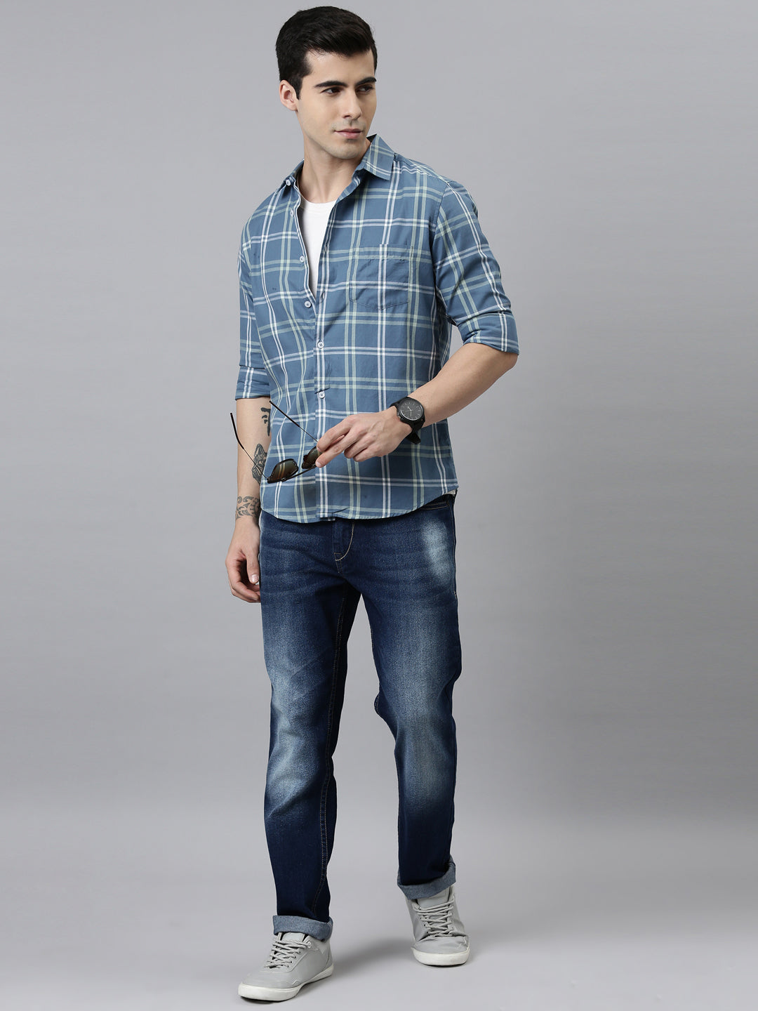 Heritage Blue Checks Shirt Checks Shirt Bushirt   