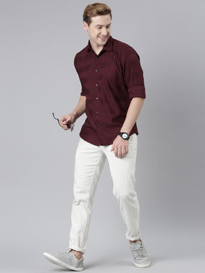 Maroon Solid Shirt Solid Shirt Bushirt   
