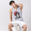 Dark Grey Anime Sleeveless T-Shirt Vest Bushirt   