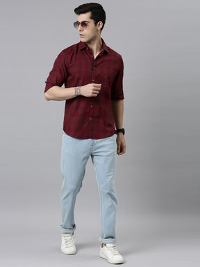 Heritage Maroon Checks Shirt Checks Shirt Bushirt   