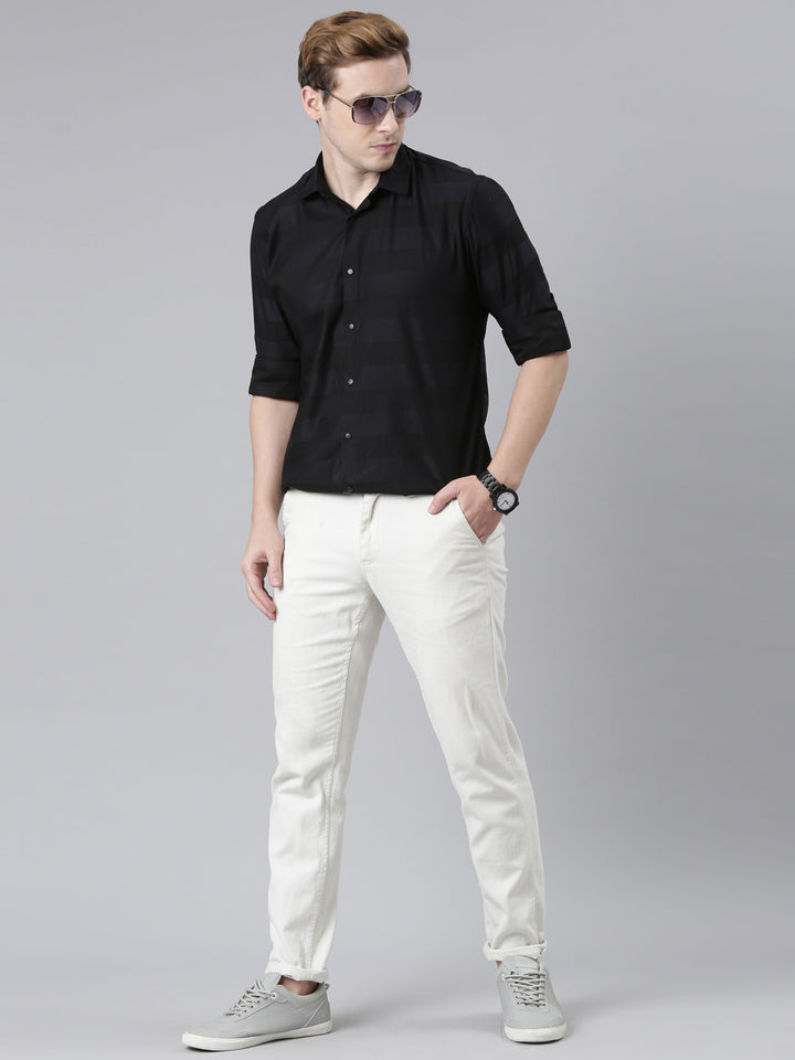 Black Solid Shirt Solid Shirt Bushirt   