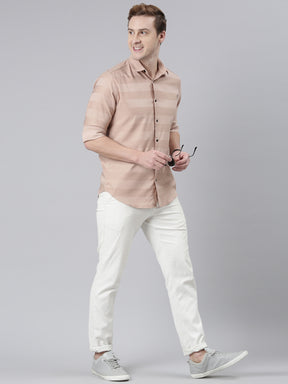 Beige Solid Shirt Solid Shirt Bushirt   