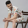 Hibiscus White Co-Ords Regular Size Co-Ords Bushirt   