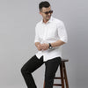 White Solid Casual Shirt Solid Shirt Bushirt   