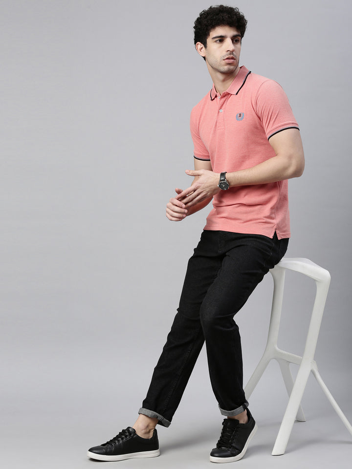 Carrot Mélange Tipped Polo T-Shirt Polo Tees Bushirt   