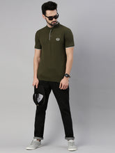 Olive Chinese Collar Polo T-Shirt Polo Tees Bushirt   
