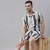 Spruce White Stripe Night Suits Regular Size Co-Ords Bushirt   